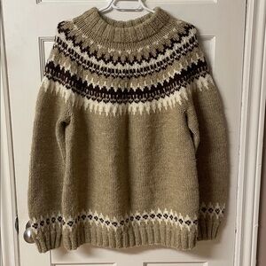 Handmade wool knit fair isle unisex sweater men’s size medium women’s large